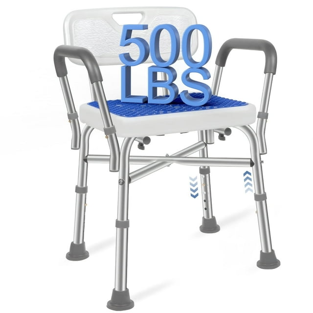 Shower Chair,Bath Seat for Inside Shower with Removable Back Padded Armrests