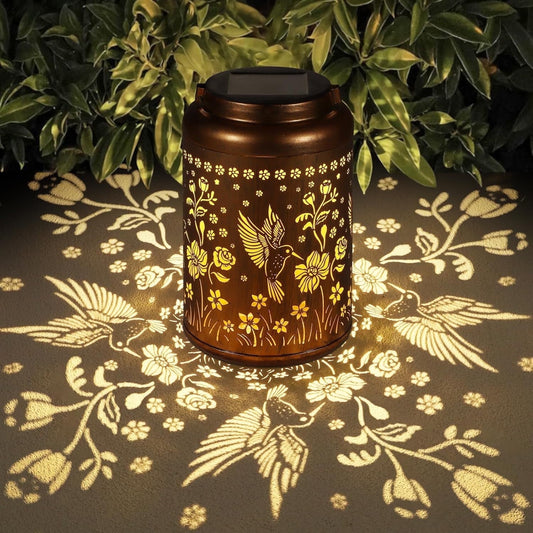 Solar Lanterns Outdoor Waterproof Hummingbird Garden Decor Gifts for Women Mom Grandma Hanging Solar Lights Metal Solar Decoration Outside for Yard, Patio,Backyard,Porch