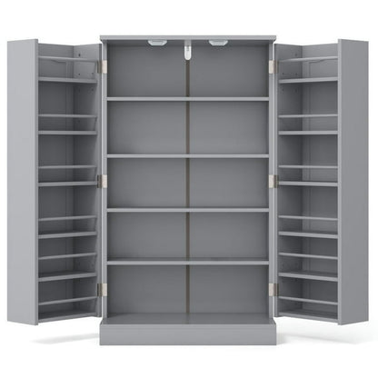 Spaco 17-Tier Kitchen Pantry Cabinet with 2 Doors and 6 Adjustable Shelves, Cabinet to Storage Book, Shoes and Clothes, Freestanding 5-Tier Shelving, Gray