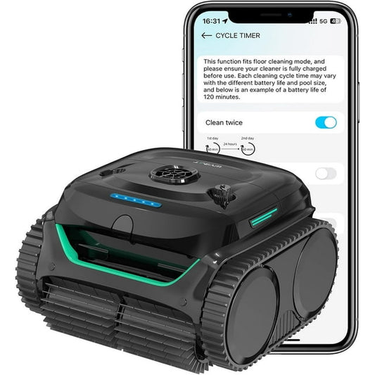 WYBOT C2 Robotic Pool Cleaner Cordless, APP Schedule, 180Mins Runtime, Dual Filtration, Powerful Suction, Walls and Waterline Cleaning Vacuum, Smart Navigation for Inground Pools up to 1614sq.ft