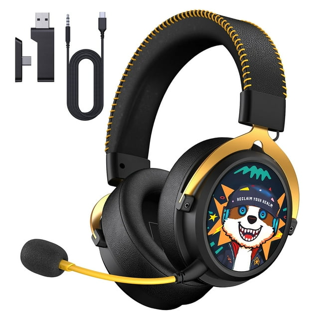 Wireless Gaming Headset for PS5, PC, PS4, Switch, Mac, UDH 2.4GHz Bluetooth 5.4 Gaming Headphones with Microphone Noise Canceling, 3.5mm Wired Mode for Xbox Series - Black