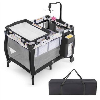 Yardi Yard Multi-Functional Baby Playpen with Mattress and Removable Changing Table-Gray, Baby Bed for Babies and Toddlers