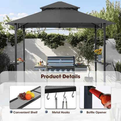 Grezone Outdoor Grill Gazebo Tent BBQ Canopy for Outdoor Grill Shelter BBQ Grill Gazebo Hardtop (L96 x W60 x H101 Inch) Grey