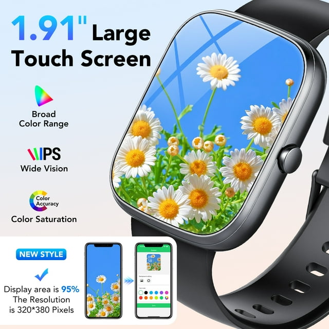 2025 NEW 1.91''HD Screen Smart Watch for Android and iPhone,Answer/Make Calls/100 Sports Modes/Message Reminder,IP68 Waterproof Outdoor Fitness Tracker Women Men,（Perfect for Holiday Gifts）