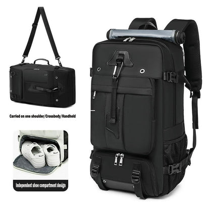 New Fashionable And Advanced Feeling Extra Larger 50L Travel Backpack For Adults, Men Women, Waterproof, Suitable For Hiking, Mountain Climbing, Business Trips Laptop Backpack Boarding Bag,Black