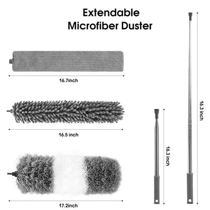 SUPTREE Microfiber Feather Duster 4PCS with Extented Handle 30 to 100 inches for Cleaning Fan Ceiling