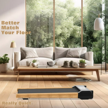 FLIMDER Walking Pad, High Grade Wood Under Desk Treadmill 300LBS Capacity, Max 3.5 HP Electric Treadmill for Home Office Installation-Free with Remote Control LED Display ，Sound Quality Speaker