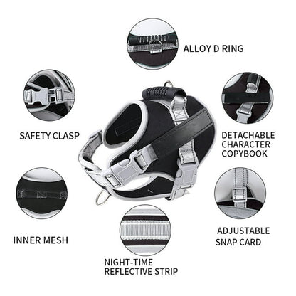 Hmyfdith Pet Chest Harness ， Reflective Oxford Vest Harness with Handle ， Leash for Dogs，Black,m