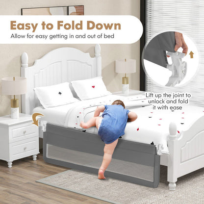 Spaco 71 Inch Extra Long Swing Down Bed Guardrail, Toddler Bed Rails with Safety Straps-Gray, Bed Rail for Toddlers, Bed Rail for Queen, King, Twin, and Bunk Size Beds