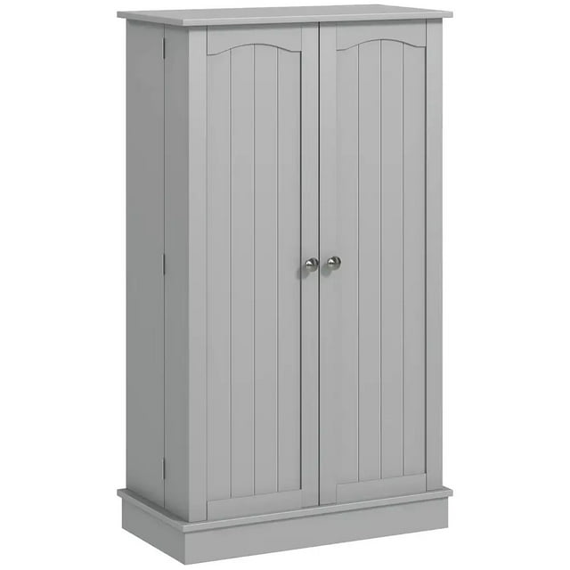 Spaco 17-Tier Kitchen Pantry Cabinet with 2 Doors and 6 Adjustable Shelves, Cabinet to Storage Book, Shoes and Clothes, Freestanding 5-Tier Shelving, Gray