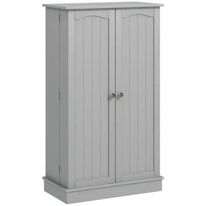 Spaco 17-Tier Kitchen Pantry Cabinet with 2 Doors and 6 Adjustable Shelves, Cabinet to Storage Book, Shoes and Clothes, Freestanding 5-Tier Shelving, Gray
