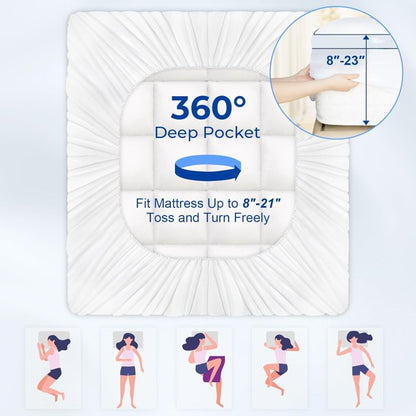 Full Mattress Topper,Extra Thick Mattress Pad Cover for Deep Sleep,3D+7D Snow Down Alternative Fill Overfilled Plush Pillow Top with 8-23 Inch Deep Pocket-White