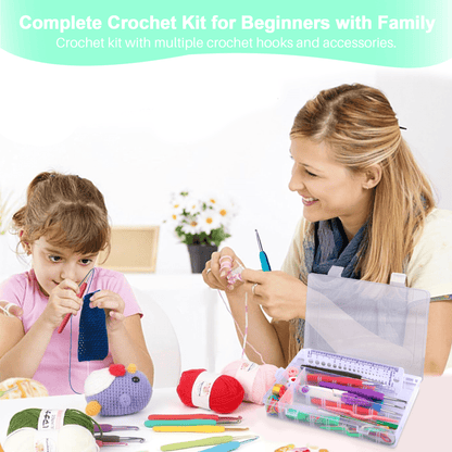 BCOOSS 113PCS Crochet Kit for Beginners Adults Crochet Hook Set with Crochet Yarn，Needles, Accessories