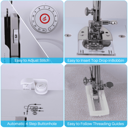 BCOOSS Sewing Machine with 14 Built-in Stitch Multifunctional Portable Machine with Extension Table