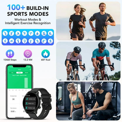 2025 New Men's Smart Watch, 1.39" HD Screen Fitness Tracker with Bluetooth Calling (Answer/Make/Message), IPX8 Waterproof, 100+ Sports Modes, Smartwatch for Android and lPhone, for Gift Black