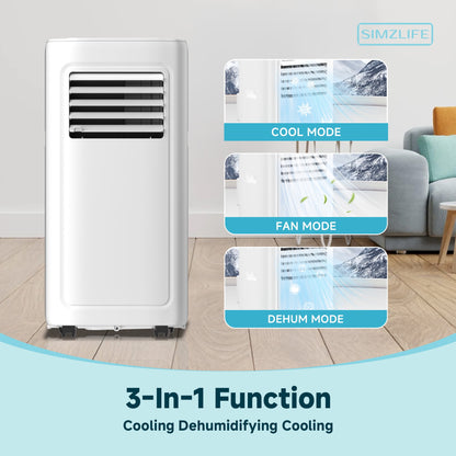 Simzlife Portable Air Conditioner 5000BTU (8000 BTU Ashrae) , Dehumidifier, Fan,Cool, 3 in 1 AC with Remote Control