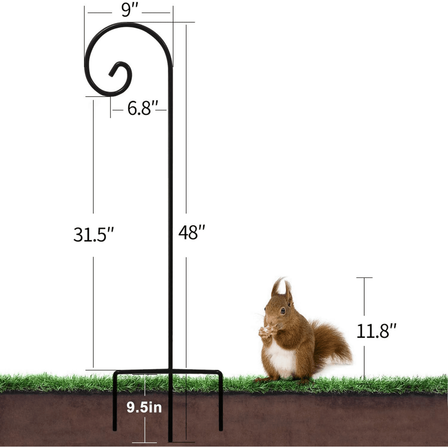 2 Pack Shepherd Hook 48 inch,Bird feeding poles，Rust Resistant, Garden Hanging Basket, Pathway ,LightLantern,Wind Chimes,Wedding